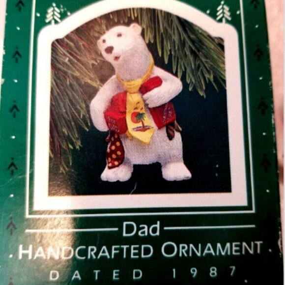 Vintage Hallmark 1987 Dad Handcrafted Ornament Polar Bear Original box Christmas - Picture 5 of 7